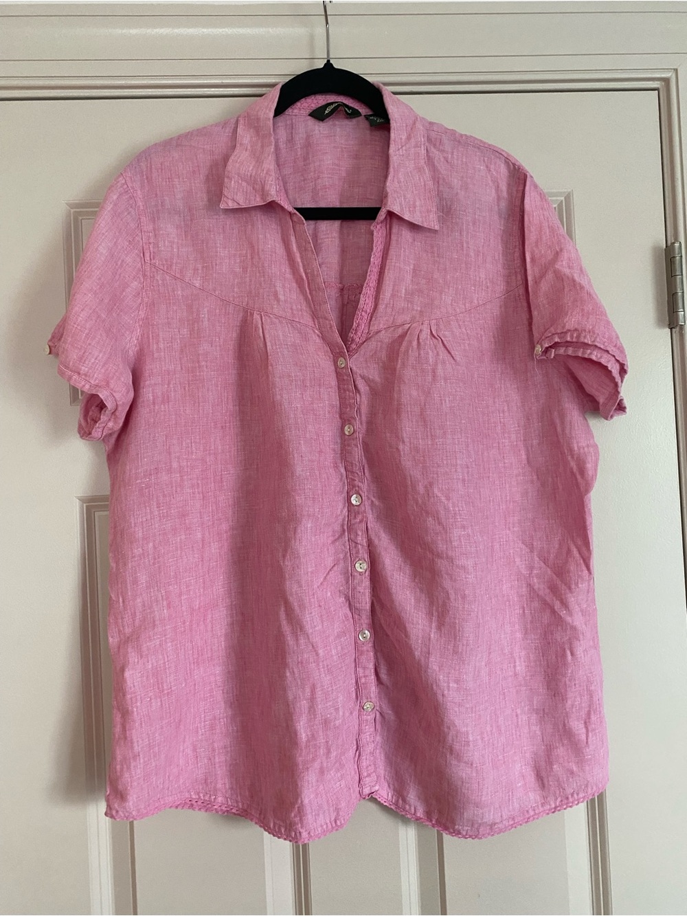 Eddie Bauer Tall XXL 100% Linen Pink Short-Sleeve Button Up Shirt